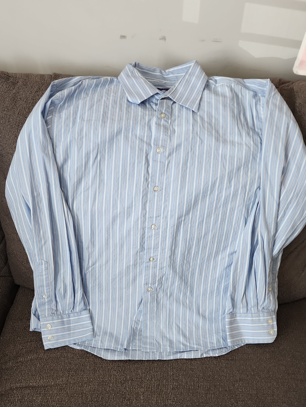Men's Light Blue Stripe Dress Shirt - Classic Spread Collar